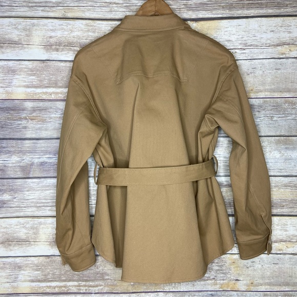 Maje 34 Baki Canvas Tie Belt Jacket in camel - Picture 3 of 9